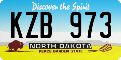 ND license plate KZB973
