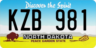 ND license plate KZB981