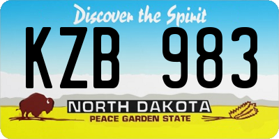 ND license plate KZB983