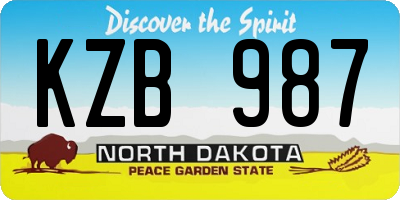 ND license plate KZB987