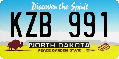 ND license plate KZB991