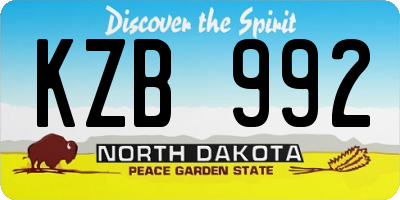 ND license plate KZB992