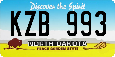 ND license plate KZB993