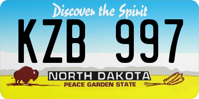 ND license plate KZB997
