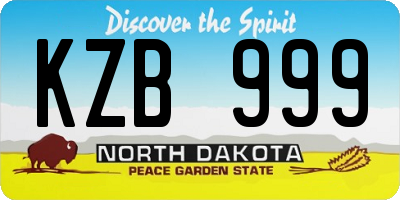 ND license plate KZB999