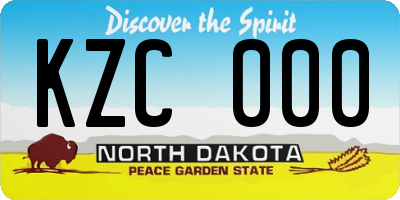 ND license plate KZC000
