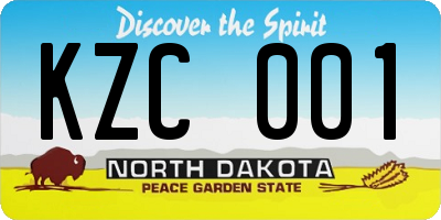 ND license plate KZC001