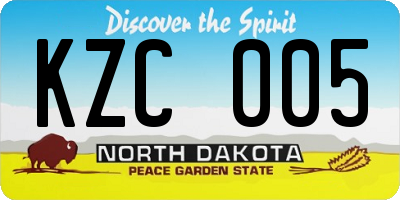ND license plate KZC005