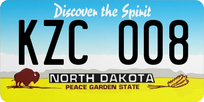 ND license plate KZC008