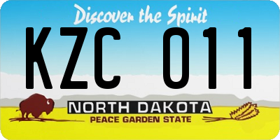 ND license plate KZC011