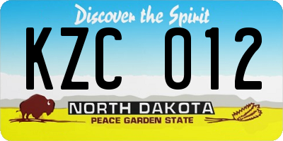 ND license plate KZC012