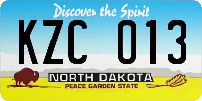 ND license plate KZC013