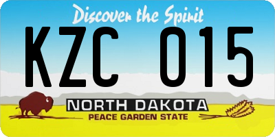 ND license plate KZC015