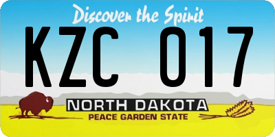 ND license plate KZC017