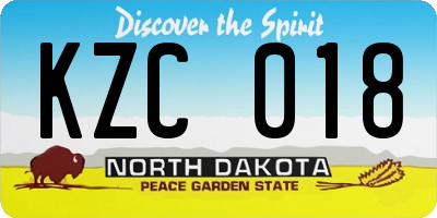 ND license plate KZC018