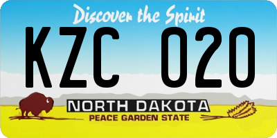 ND license plate KZC020