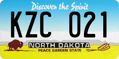 ND license plate KZC021