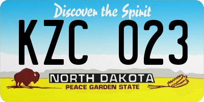 ND license plate KZC023