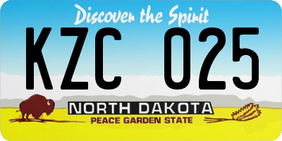 ND license plate KZC025