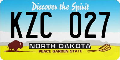 ND license plate KZC027