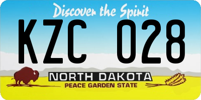 ND license plate KZC028