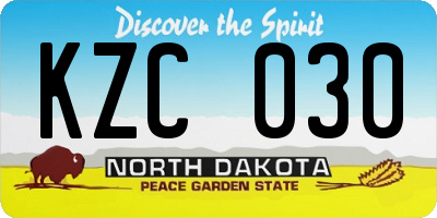 ND license plate KZC030