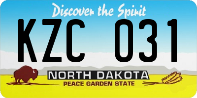 ND license plate KZC031