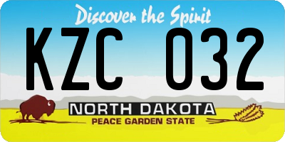 ND license plate KZC032
