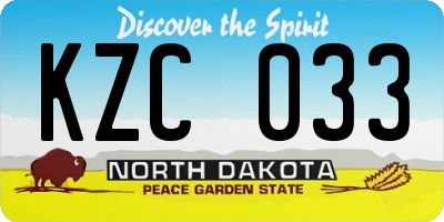 ND license plate KZC033