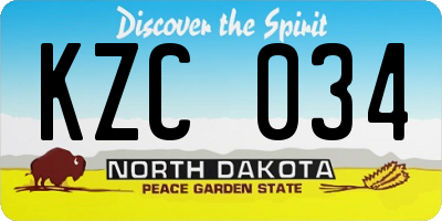 ND license plate KZC034