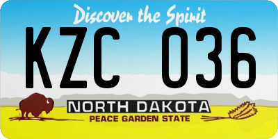 ND license plate KZC036