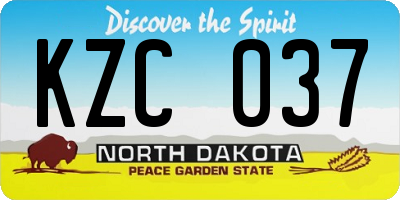 ND license plate KZC037
