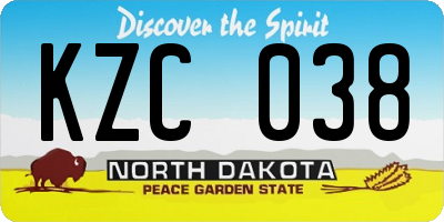 ND license plate KZC038