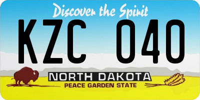ND license plate KZC040