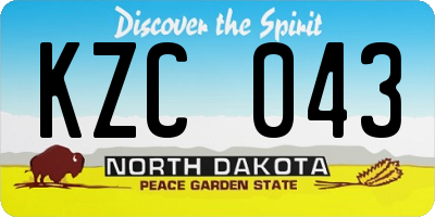 ND license plate KZC043