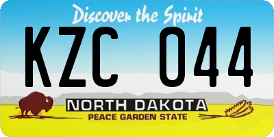 ND license plate KZC044