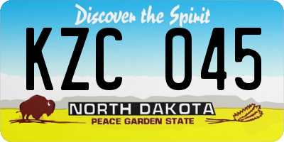 ND license plate KZC045