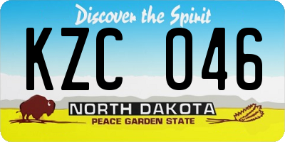 ND license plate KZC046