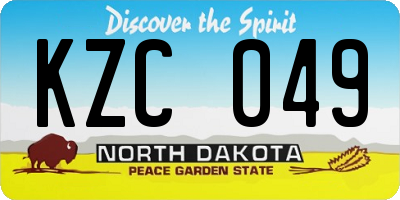 ND license plate KZC049