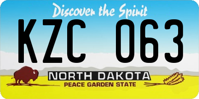 ND license plate KZC063