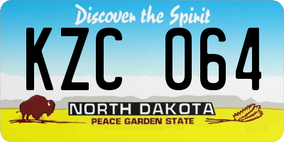 ND license plate KZC064
