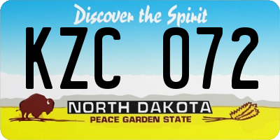 ND license plate KZC072