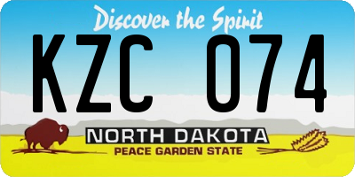 ND license plate KZC074