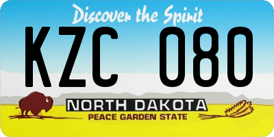 ND license plate KZC080