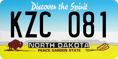 ND license plate KZC081