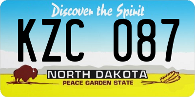 ND license plate KZC087