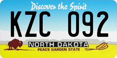 ND license plate KZC092