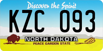 ND license plate KZC093