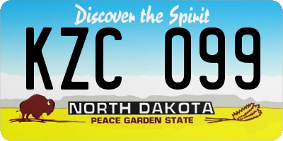 ND license plate KZC099