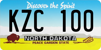 ND license plate KZC100